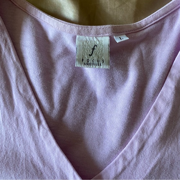 Vintage Focus Made In USA Pink Button Front Short Sleeve Shirt Size Large, A25 - Picture 4 of 7